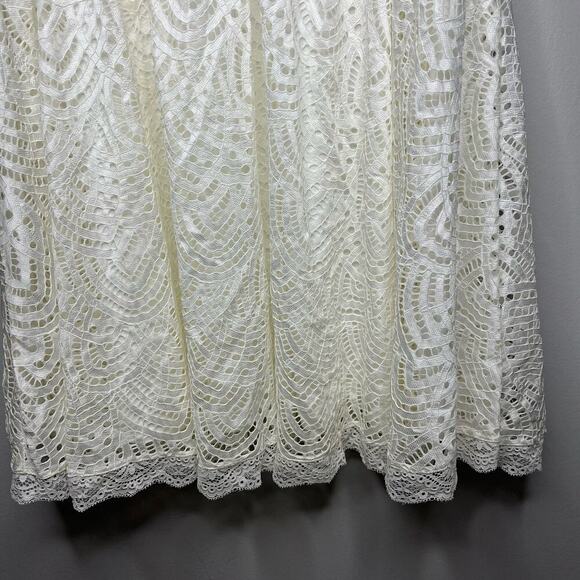 Torrid Ivory Lace Skater Dress Sz 3 Adjustable Strap V-Neck Stretch Fully Lined - Picture 5 of 11